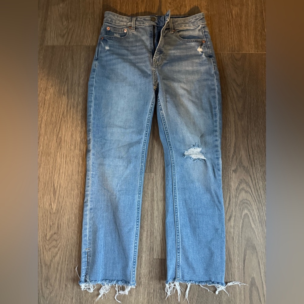 GAP High Rise Light Blue Distressed Jeans